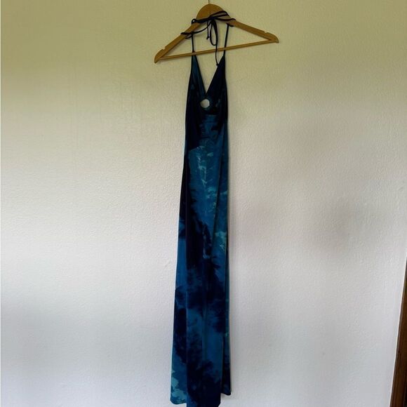 White House Black Market Blue Halter Maxi Dress - Picture 2 of 4